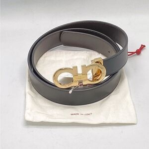 Ferragamo Reversible Adjustable Double-Gancini Leather Belt size 46